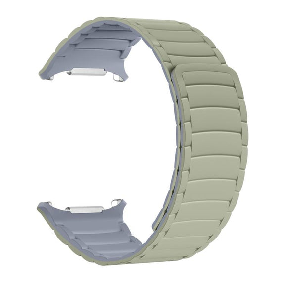 For Samsung Galaxy Watch Ultra 47mm Silicone Sport Magnetic Watch Band(Light Khaki+Light Blue Gray)