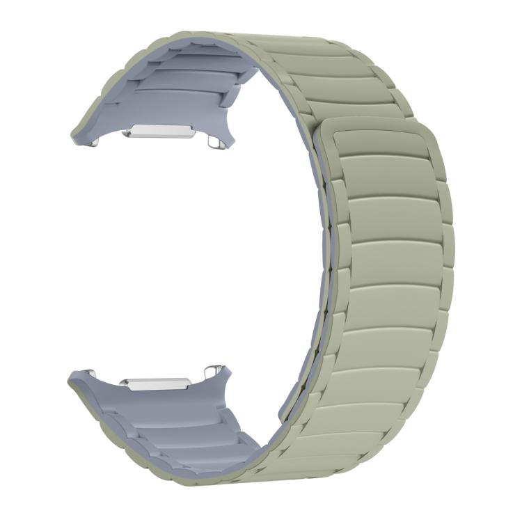 For Samsung Galaxy Watch Ultra 47mm Silicone Sport Magnetic Watch Band(Light Khaki+Light Blue Gray)