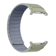 For Samsung Galaxy Watch Ultra 47mm Silicone Sport Magnetic Watch Band(Light Khaki+Light Blue Gray)