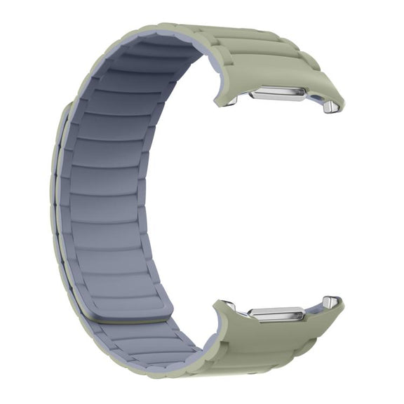 For Samsung Galaxy Watch Ultra 47mm Silicone Sport Magnetic Watch Band(Light Khaki+Light Blue Gray)