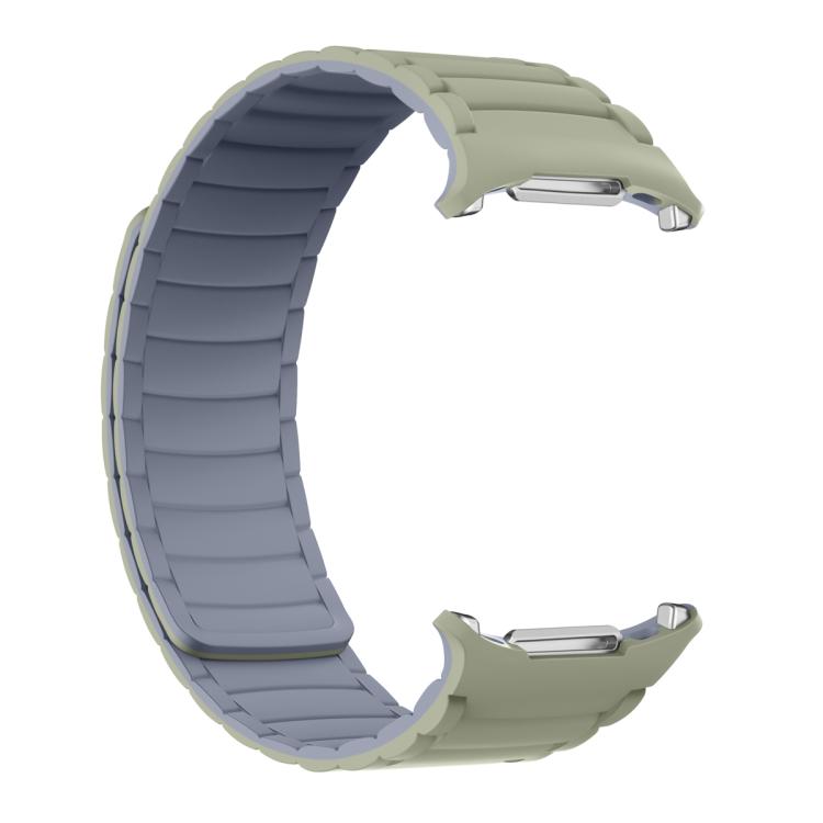 For Samsung Galaxy Watch Ultra 47mm Silicone Sport Magnetic Watch Band(Light Khaki+Light Blue Gray)