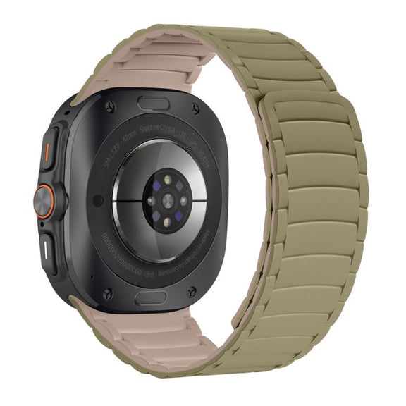For Samsung Galaxy Watch Ultra 47mm / Ultra 2025 Silicone Sport Magnetic Watch Band(Camel+Bean Pink)