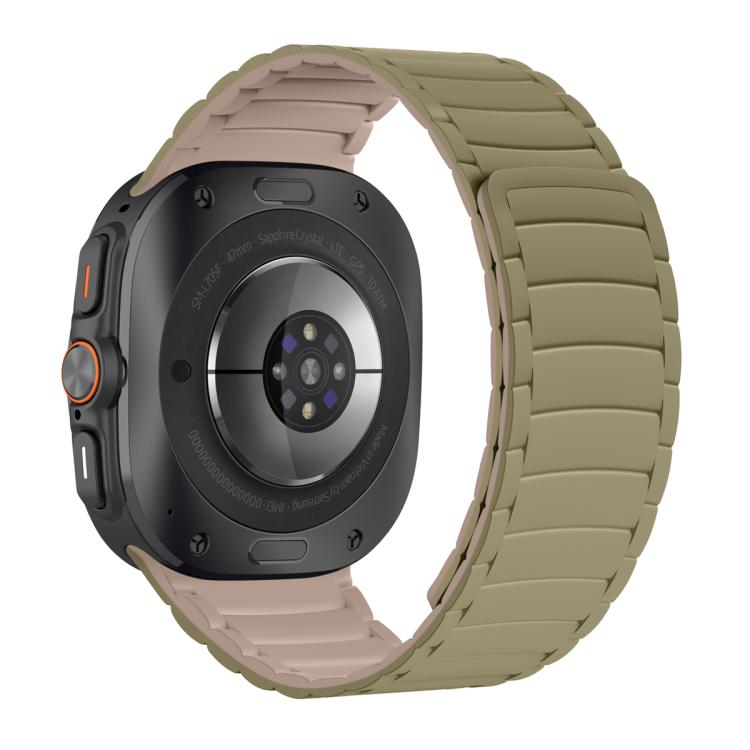 For Samsung Galaxy Watch Ultra 47mm / Ultra 2025 Silicone Sport Magnetic Watch Band(Camel+Bean Pink)