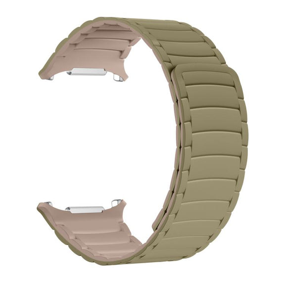 For Samsung Galaxy Watch Ultra 47mm / Ultra 2025 Silicone Sport Magnetic Watch Band(Camel+Bean Pink)