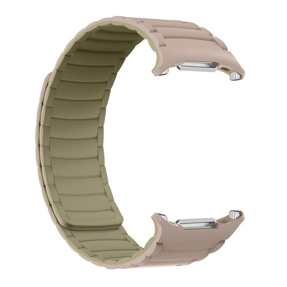 For Samsung Galaxy Watch Ultra 47mm / Ultra 2025 Silicone Sport Magnetic Watch Band(Camel+Bean Pink)