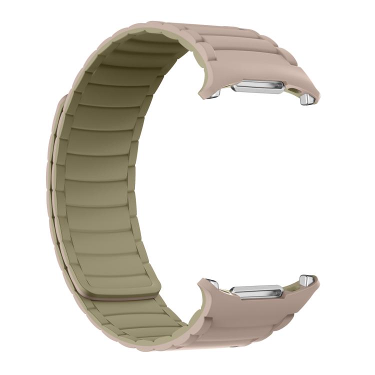 For Samsung Galaxy Watch Ultra 47mm / Ultra 2025 Silicone Sport Magnetic Watch Band(Camel+Bean Pink)