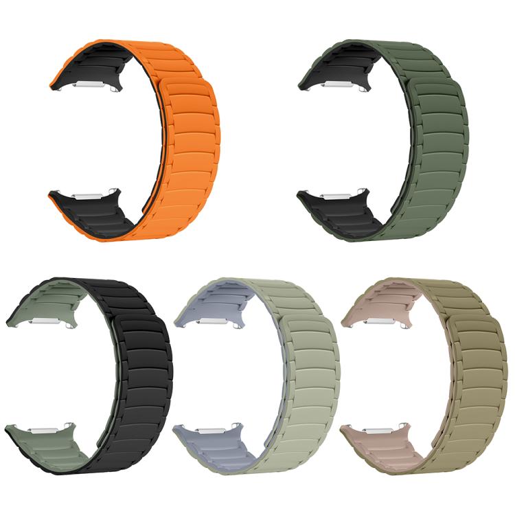 For Samsung Galaxy Watch Ultra 47mm Silicone Sport Magnetic Watch Band(Black+Light Green) - free shipping - PMc TechLife - Order now!