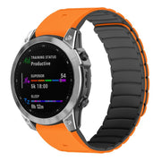 For Garmin Watch 26mm Quick Release Silicone Sport Magnetic Watch Band(Orange+Black)