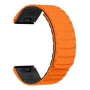 For Garmin Watch 26mm Quick Release Silicone Sport Magnetic Watch Band(Orange+Black)