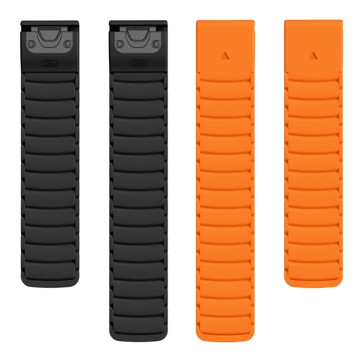 For Garmin Watch 26mm Quick Release Silicone Sport Magnetic Watch Band(Orange+Black)