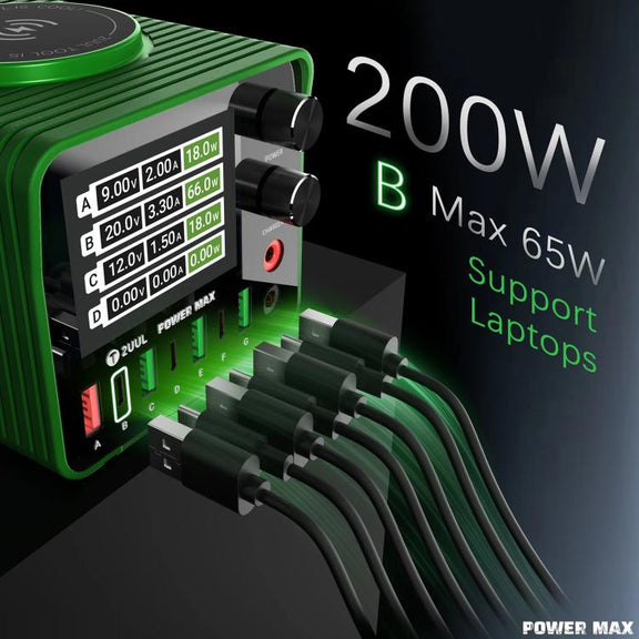 2UUL PC01 POWER MAX 200W Multi-Port Charger Adjustable Voltage Power Supply, Plug:US Plug
