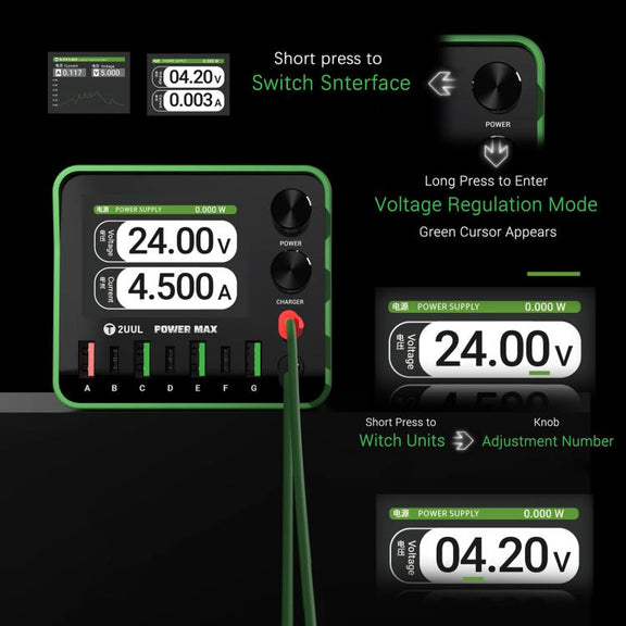 2UUL PC01 POWER MAX 200W Multi-Port Charger Adjustable Voltage Power Supply, Plug:US Plug