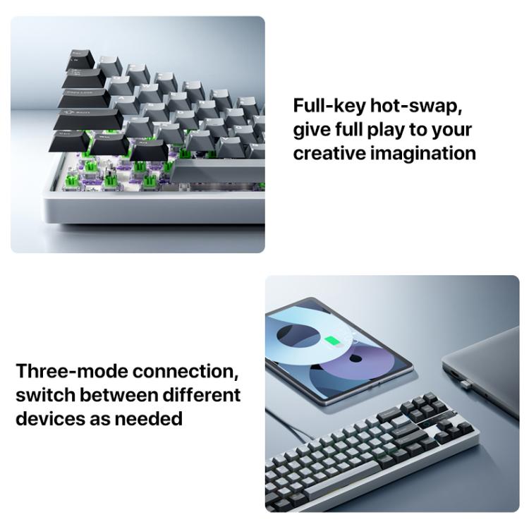 Xiaomi Mechanical Keyboard MK71 Pro Wired / 2.4G / Bluetooth Triple Mode Gaming Keyboard(Moon Rock) - free shipping - PMC Jewellery - Order now!