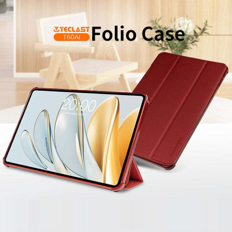 For Teclast T60AI 3-Fold Holder Folio Leather Tablet Smart Case(Red) - free shipping - PMC Jewellery - Order now!