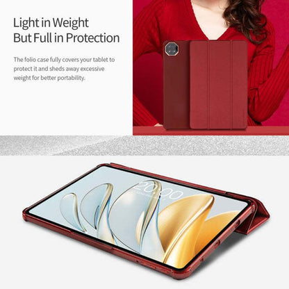 For Teclast T60AI 3-Fold Holder Folio Leather Tablet Smart Case(Red) - free shipping - PMC Jewellery - Order now!