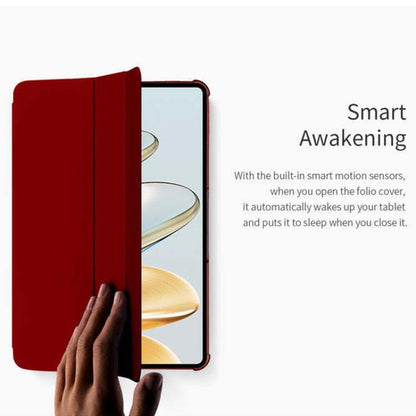 For Teclast T60AI 3-Fold Holder Folio Leather Tablet Smart Case(Red) - free shipping - PMC Jewellery - Order now!