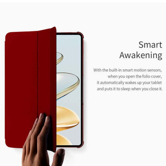 For Teclast T60AI 3-Fold Holder Folio Leather Tablet Smart Case(Red)