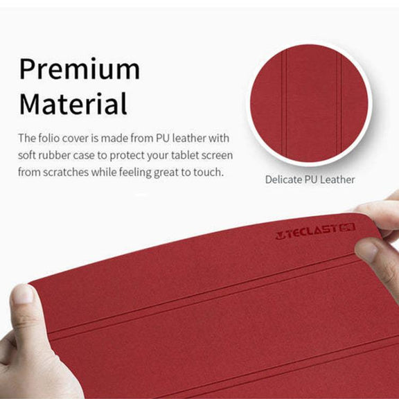 For Teclast T60AI 3-Fold Holder Folio Leather Tablet Smart Case(Red)