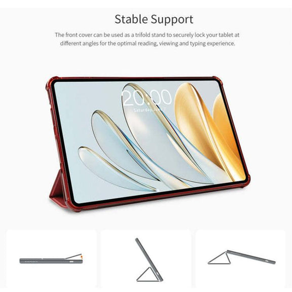 For Teclast T60AI 3-Fold Holder Folio Leather Tablet Smart Case(Red)