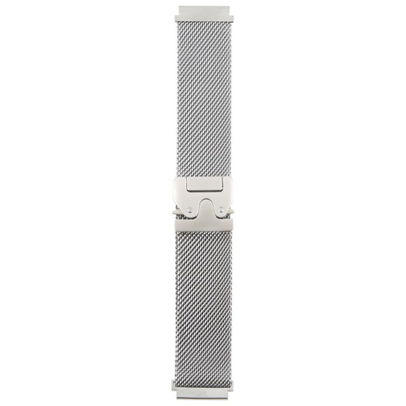 22mm Parachute Buckle Milanese Metal Steel Mesh Watch Band(Silver)