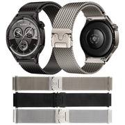22mm Parachute Buckle Milanese Metal Steel Mesh Watch Band(Silver)