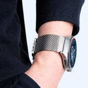 22mm Parachute Buckle Milanese Metal Steel Mesh Watch Band(Silver)