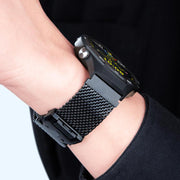 22mm Parachute Buckle Milanese Metal Steel Mesh Watch Band(Silver)