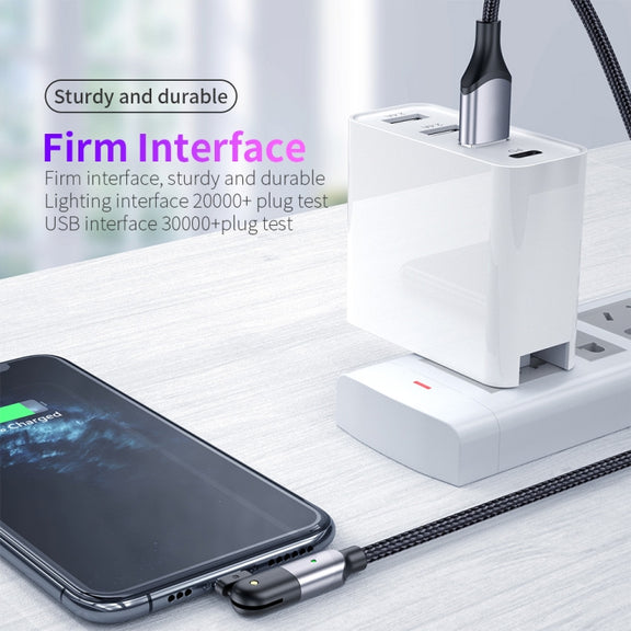 FXCL-WY0G 2.4A USB to 8 Pin 180 Degree Rotating Elbow Charging Cable, Length:1.2m(Grey)