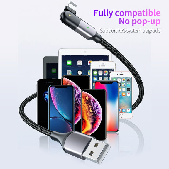 FXCL-WY0G 2.4A USB to 8 Pin 180 Degree Rotating Elbow Charging Cable, Length:1.2m(Grey)