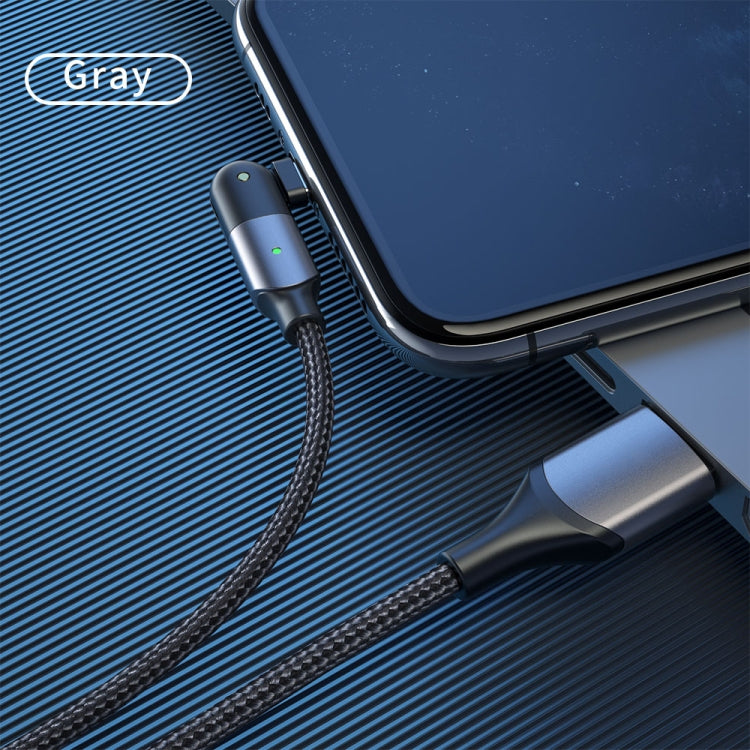 FXCL-WY0G 2.4A USB to 8 Pin 180 Degree Rotating Elbow Charging Cable, Length:1.2m(Grey)