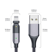 FXCL-WY0G 2.4A USB to 8 Pin 180 Degree Rotating Elbow Charging Cable, Length:1.2m(Grey)