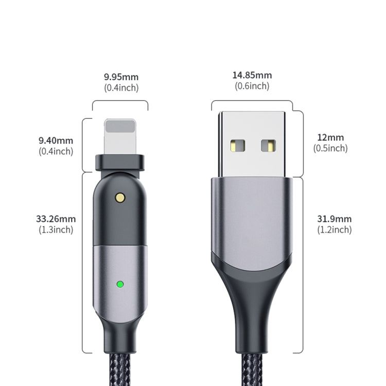 FXCL-WY0G 2.4A USB to 8 Pin 180 Degree Rotating Elbow Charging Cable, Length:1.2m(Grey)
