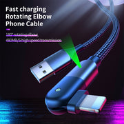 FXCL-WY0G 2.4A USB to 8 Pin 180 Degree Rotating Elbow Charging Cable, Length:1.2m(Grey)