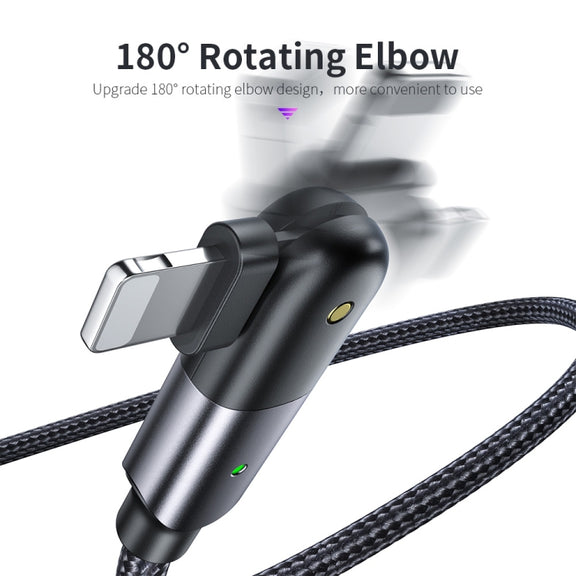 FXCL-WY0G 2.4A USB to 8 Pin 180 Degree Rotating Elbow Charging Cable, Length:1.2m(Grey)