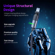 FXCL-WY0G 2.4A USB to 8 Pin 180 Degree Rotating Elbow Charging Cable, Length:1.2m(Grey)
