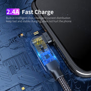FXCL-WY0G 2.4A USB to 8 Pin 180 Degree Rotating Elbow Charging Cable, Length:1.2m(Grey)