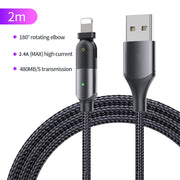 FXCL-WYA0G 2.4A USB to 8 Pin 180 Degree Rotating Elbow Charging Cable, Length:2m(Grey)