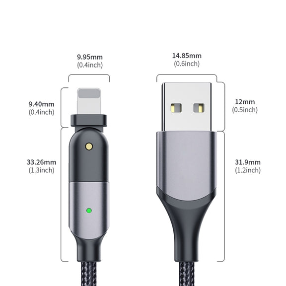 FXCL-WYA09 2.4A USB to 8 Pin 180 Degree Rotating Elbow Charging Cable, Length:2m(Red)