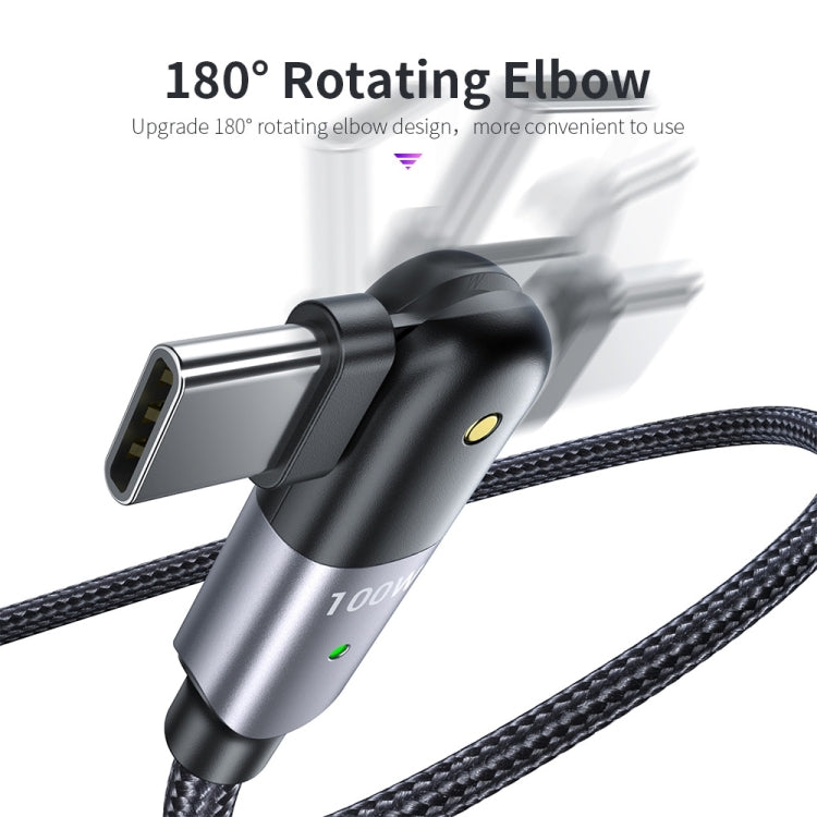 FXCTL-WY0G 100W 5A USB-C / Type-C to Type-C 180 Degree Rotating Elbow Fast Charging Cable, Length:1.2m(Grey) - USB-C & Type-C Cable by PMC TechLife | Online Shopping South Africa | PMC TechLife | Buy Now Pay Later Mobicred