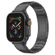 For Apple Watch 46mm / 49mm / 45mm / 44mm One-Bead Pure Titanium Buckle Watch Band(Black)