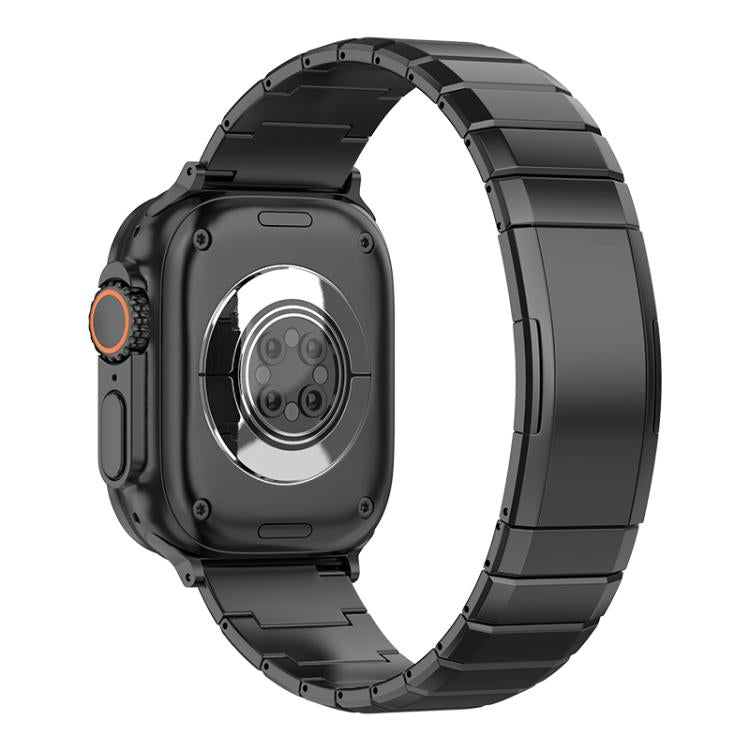 For Apple Watch 46mm / 49mm / 45mm / 44mm One-Bead Pure Titanium Buckle Watch Band(Black)