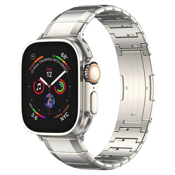 For Apple Watch 46mm / 49mm / 45mm / 44mm One-Bead Pure Titanium Buckle Watch Band(Titanium)