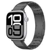 For Apple Watch 42mm / 41mm / 40mm / 38mm One-Bead Pure Titanium Buckle Watch Band(Black)