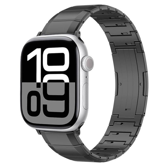 For Apple Watch 42mm / 41mm / 40mm / 38mm One-Bead Pure Titanium Buckle Watch Band(Black)