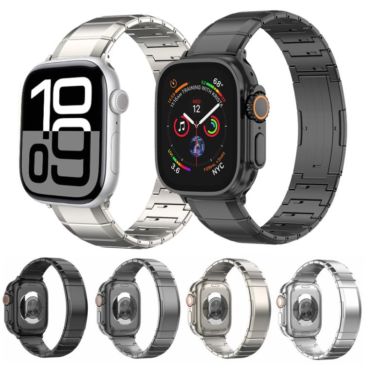 For Apple Watch 42mm / 41mm / 40mm / 38mm One-Bead Pure Titanium Buckle Watch Band(Grey)