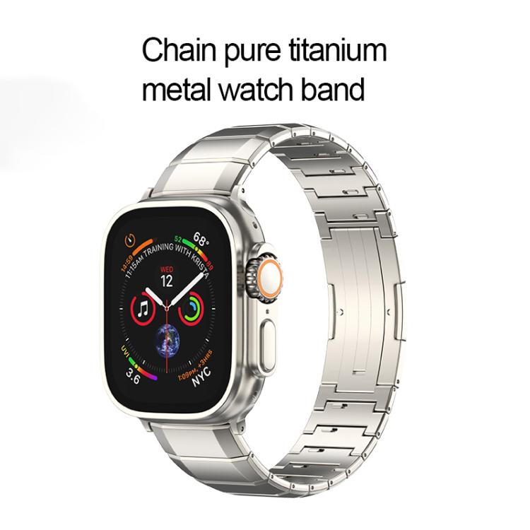 For Apple Watch 46mm / 49mm / 45mm / 44mm One-Bead Pure Titanium Buckle Watch Band(Grey)