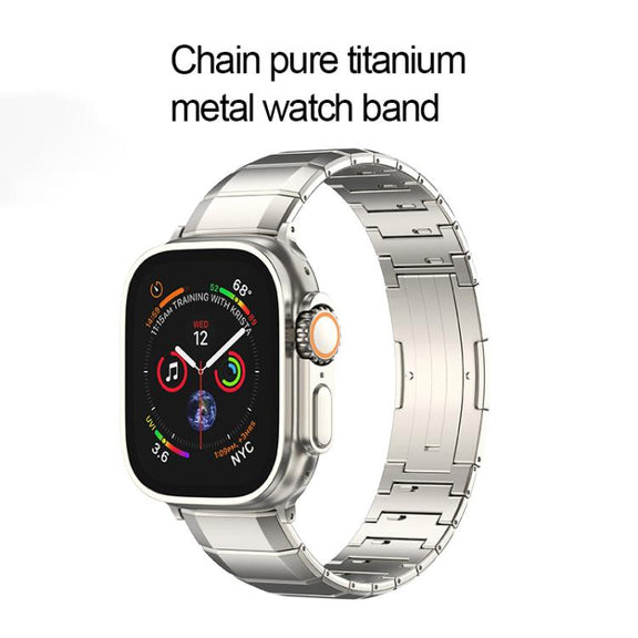 For Apple Watch 42mm / 41mm / 40mm / 38mm One-Bead Pure Titanium Buckle Watch Band(Black)