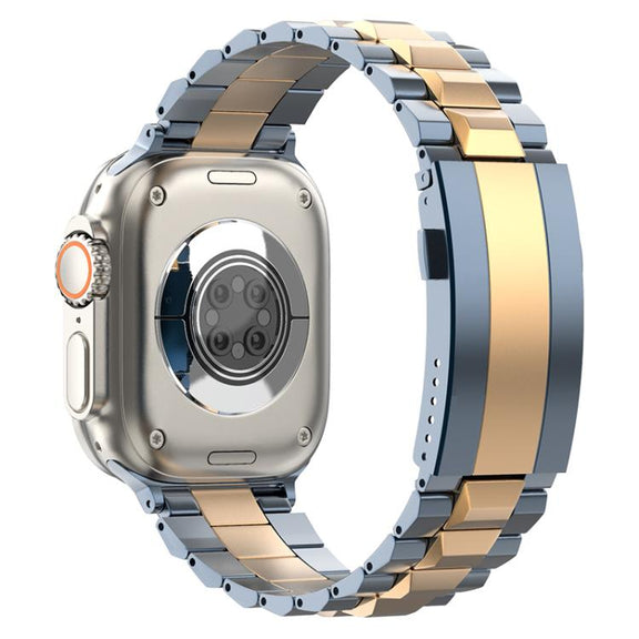 For Apple Watch 46mm / 49mm / 45mm / 44mm T-shaped Turtle Buckle Detachable Titanium Watch Band(Blue Gold)