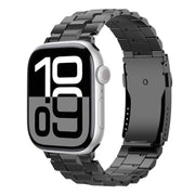 For Apple Watch 42mm / 41mm / 40mm / 38mm T-shaped Turtle Buckle Detachable Titanium Watch Band(Black)