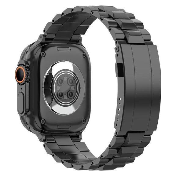 For Apple Watch 42mm / 41mm / 40mm / 38mm T-shaped Turtle Buckle Detachable Titanium Watch Band(Black)